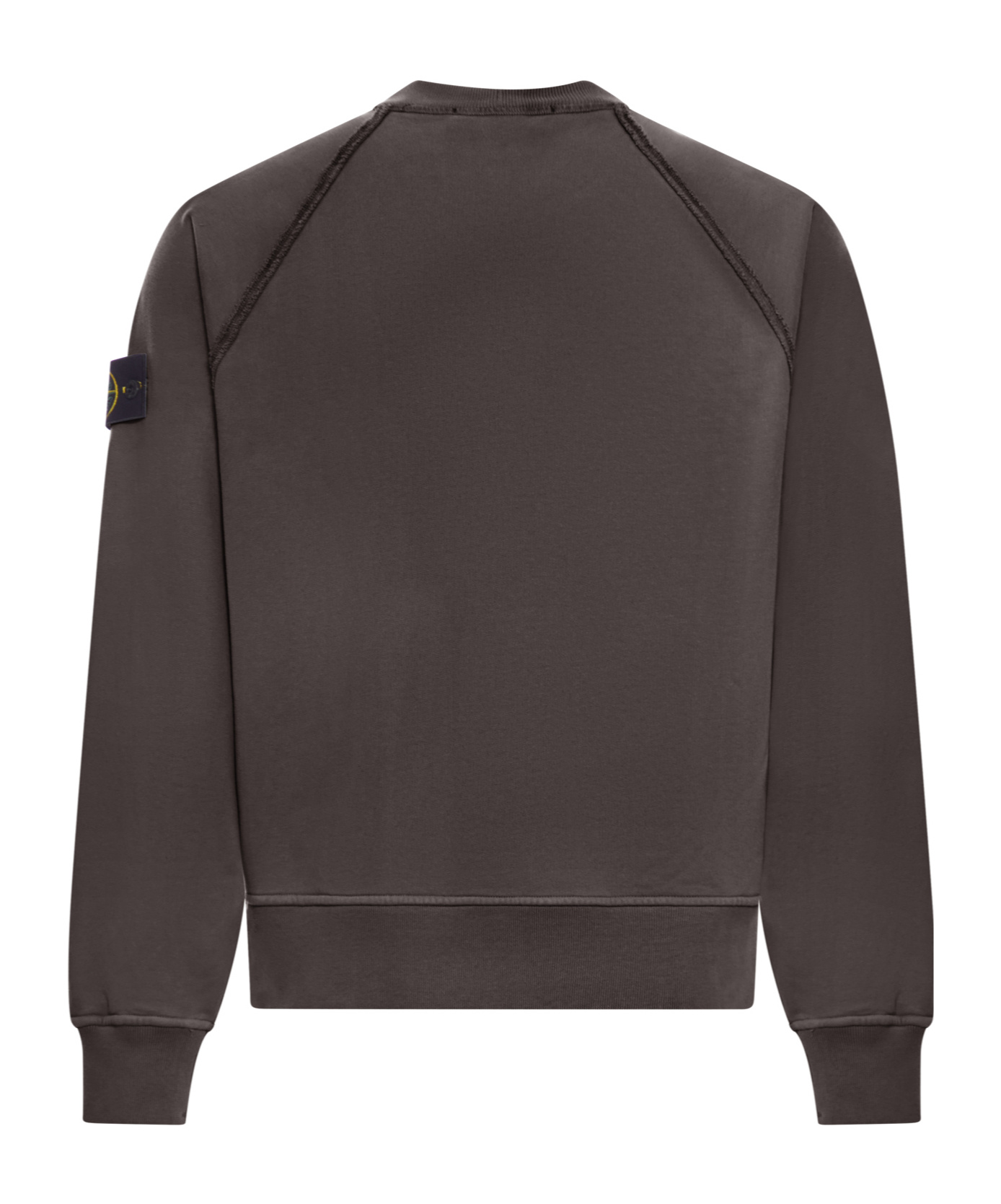 Stone Island Grey Brushed Organic Cotton Crewneck Sweatshirt In Brown