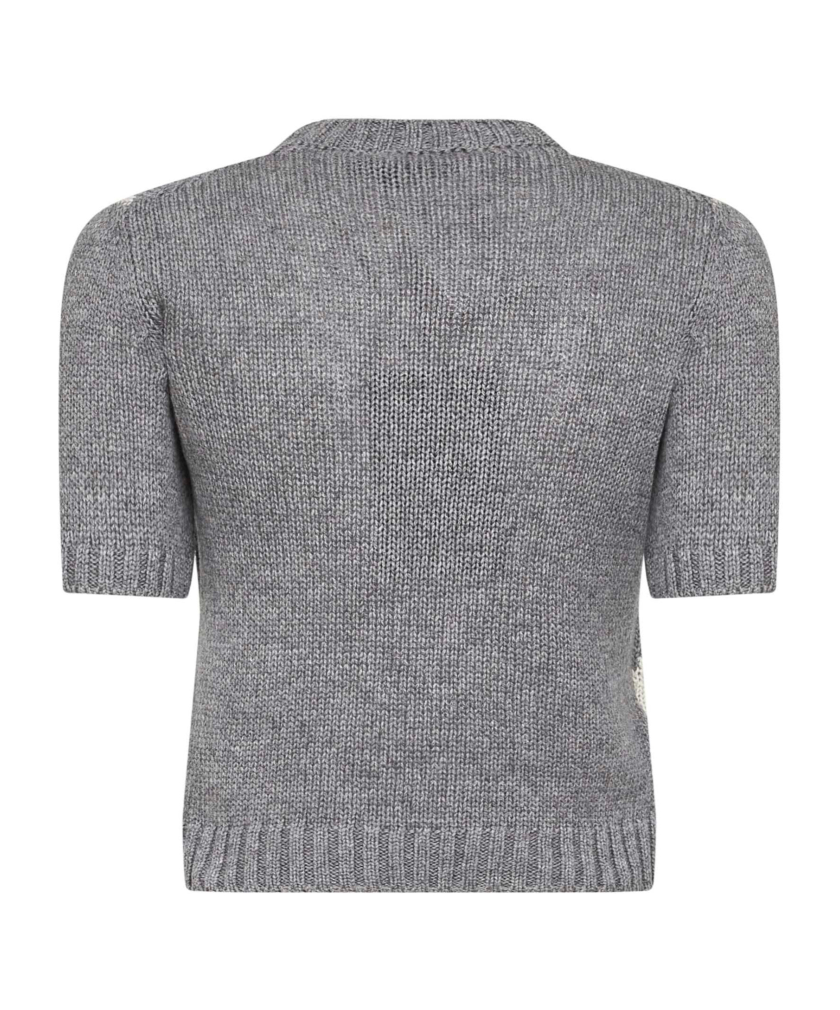 Prada Check-pattern Short-sleeved Jumper In Gray