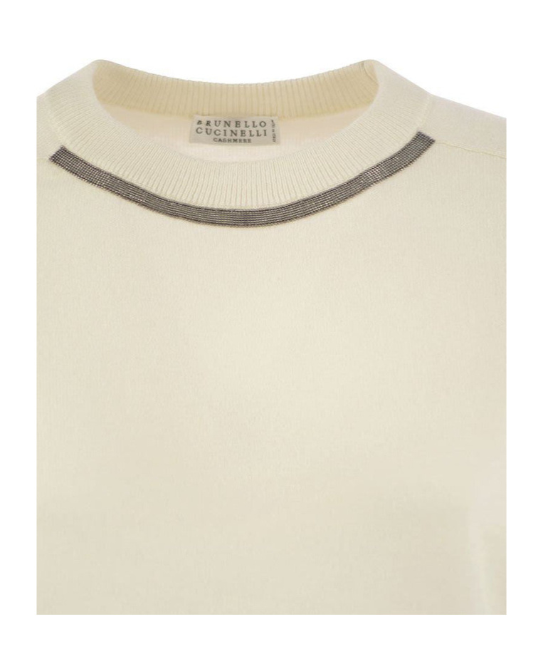 Brunello Cucinelli Monili-chain Knitted Top In Nude