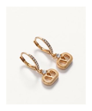 Valentino Embellished Ovalette Earrings In Gold