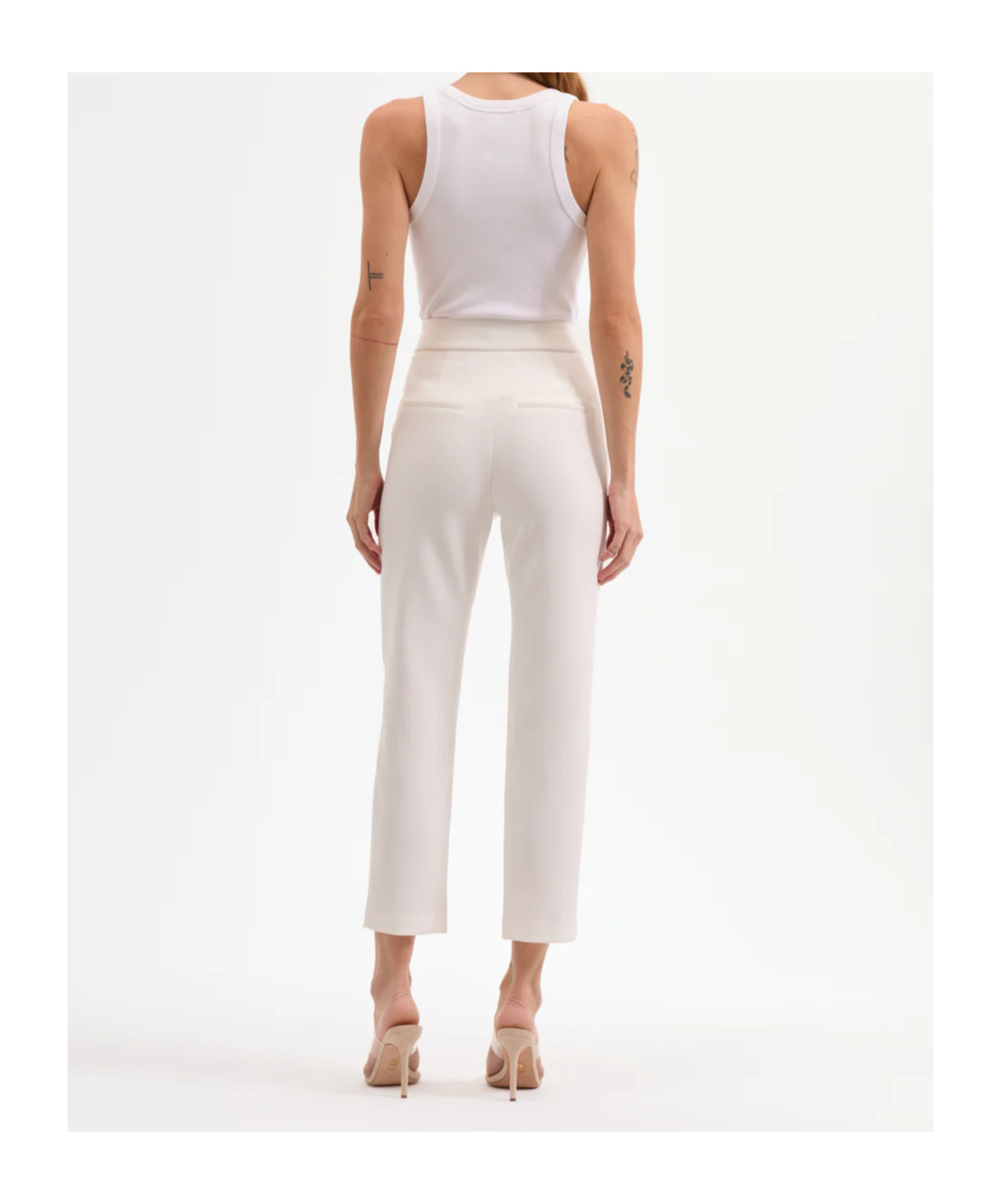 Veronica Beard Renzo Straight Crop Pants In White