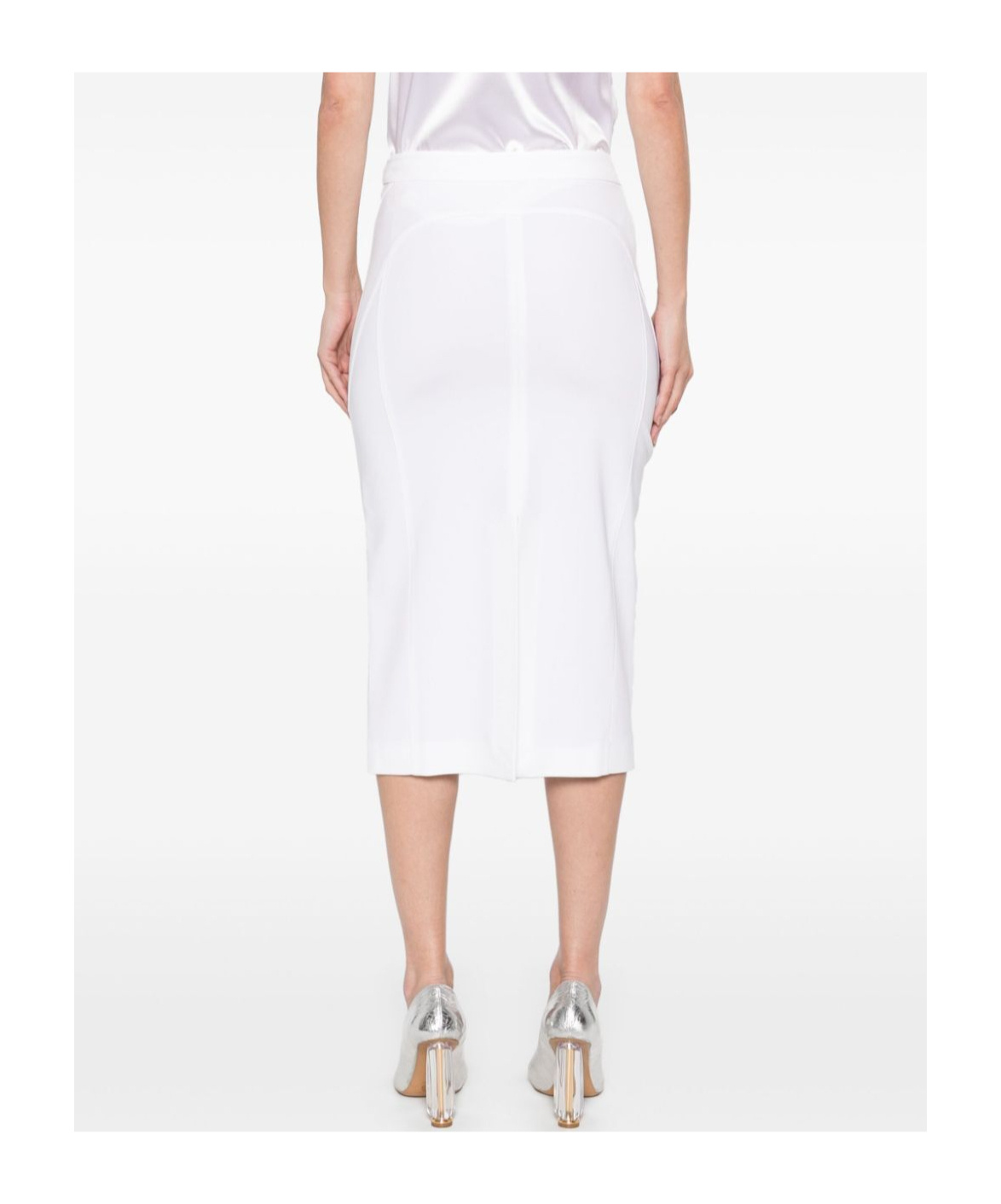 Shop Pinko Panelled Midi Skirt In White