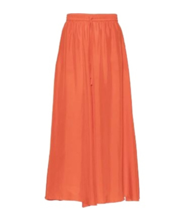 P.a.r.o.s.h Flared Silk Midi Skirt In Red