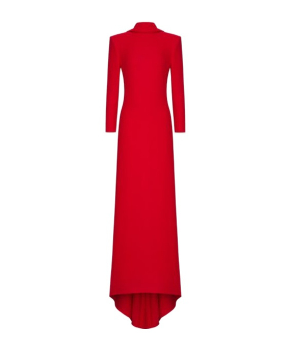 Valentino Robe Longue En Cady Couture Femme Rouge 42 In Red