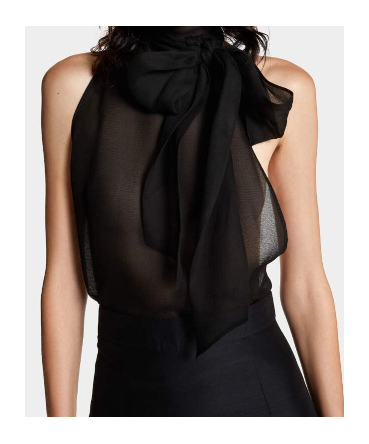 Dsquared2 'bow Layered Sheer Sleeveless Top' In Black