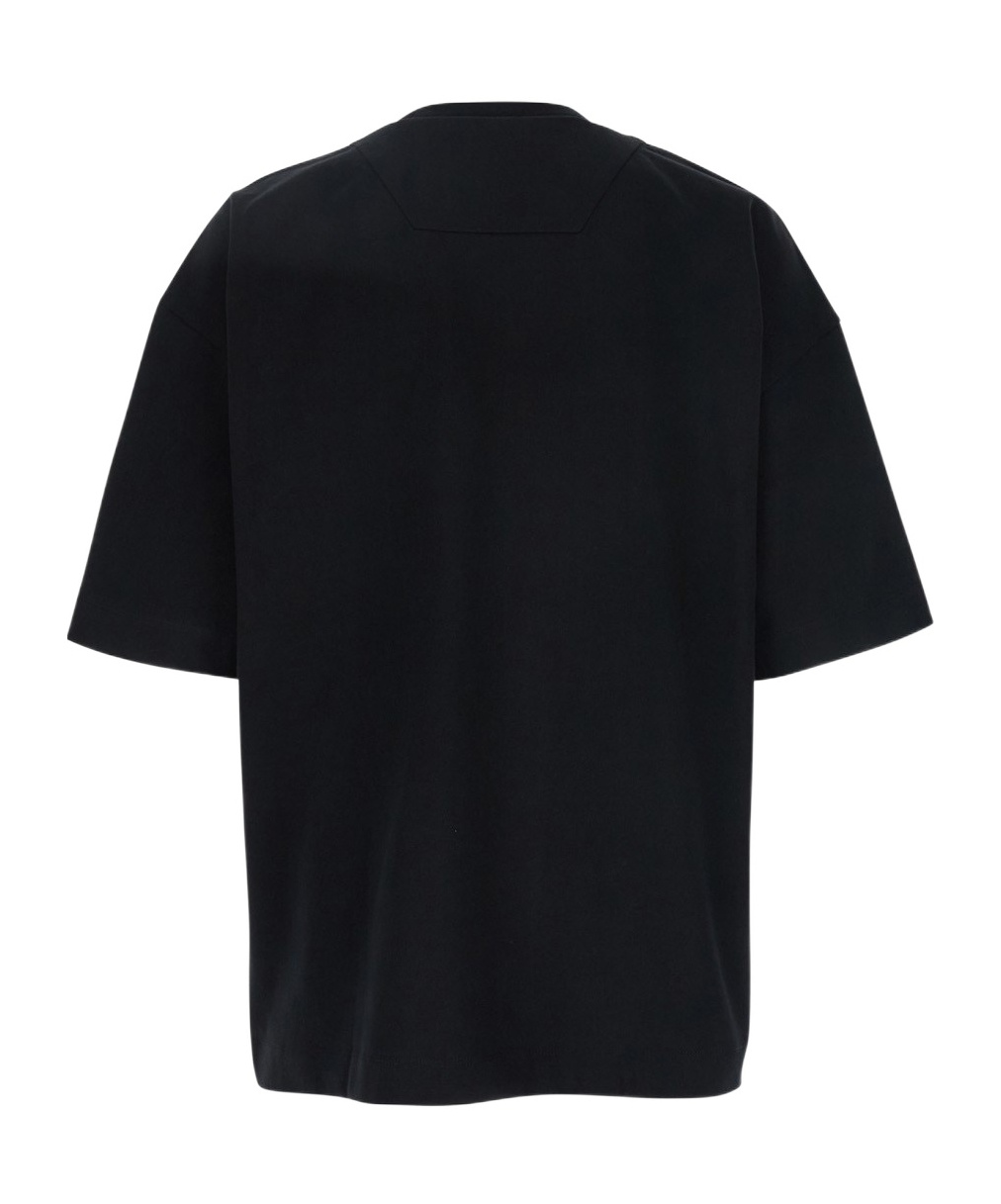 Juunj Black T-shirt With Tone-on-tone Logo Embroidered On The Front In Black