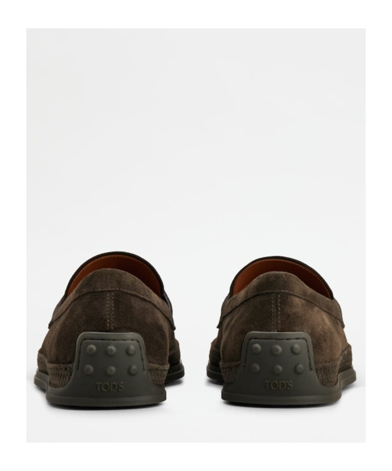 Tod's Mens Gomma Tv Slip-on Suede Loafers Brow In Black