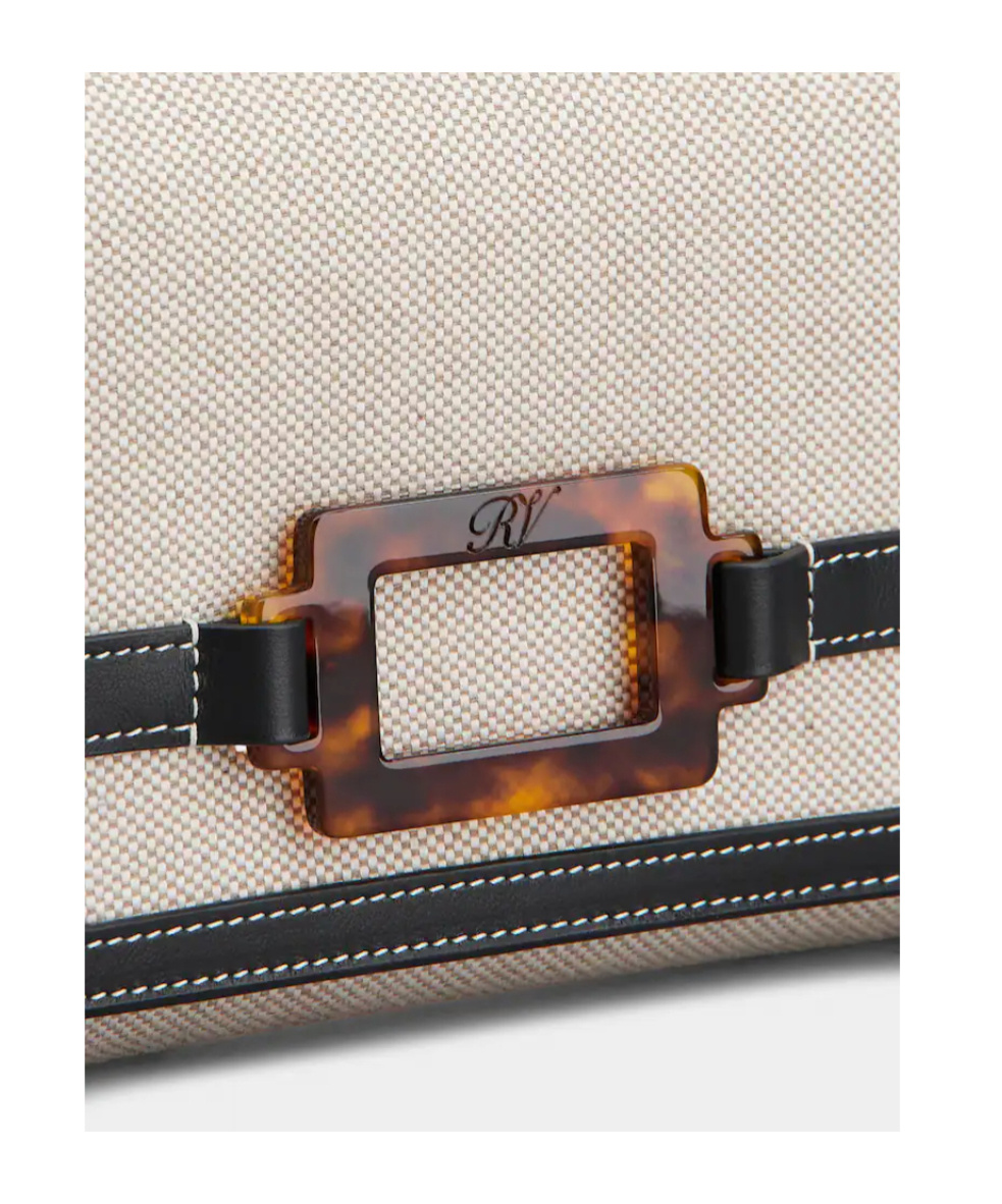 Roger Vivier Belle Vivier Clutch In Canvas In Brown