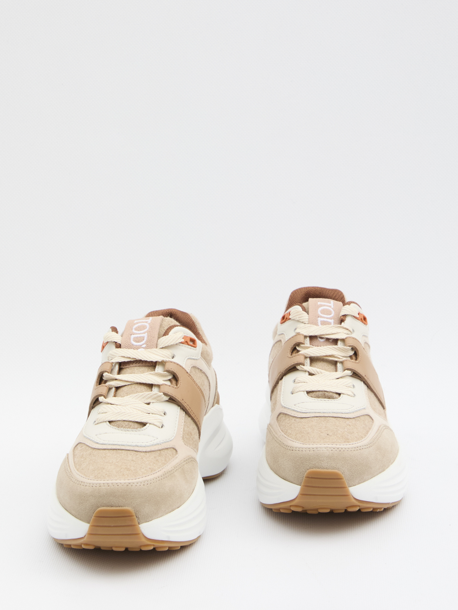 Tod's Sneakers In Fabric And Suede Leather In Brown