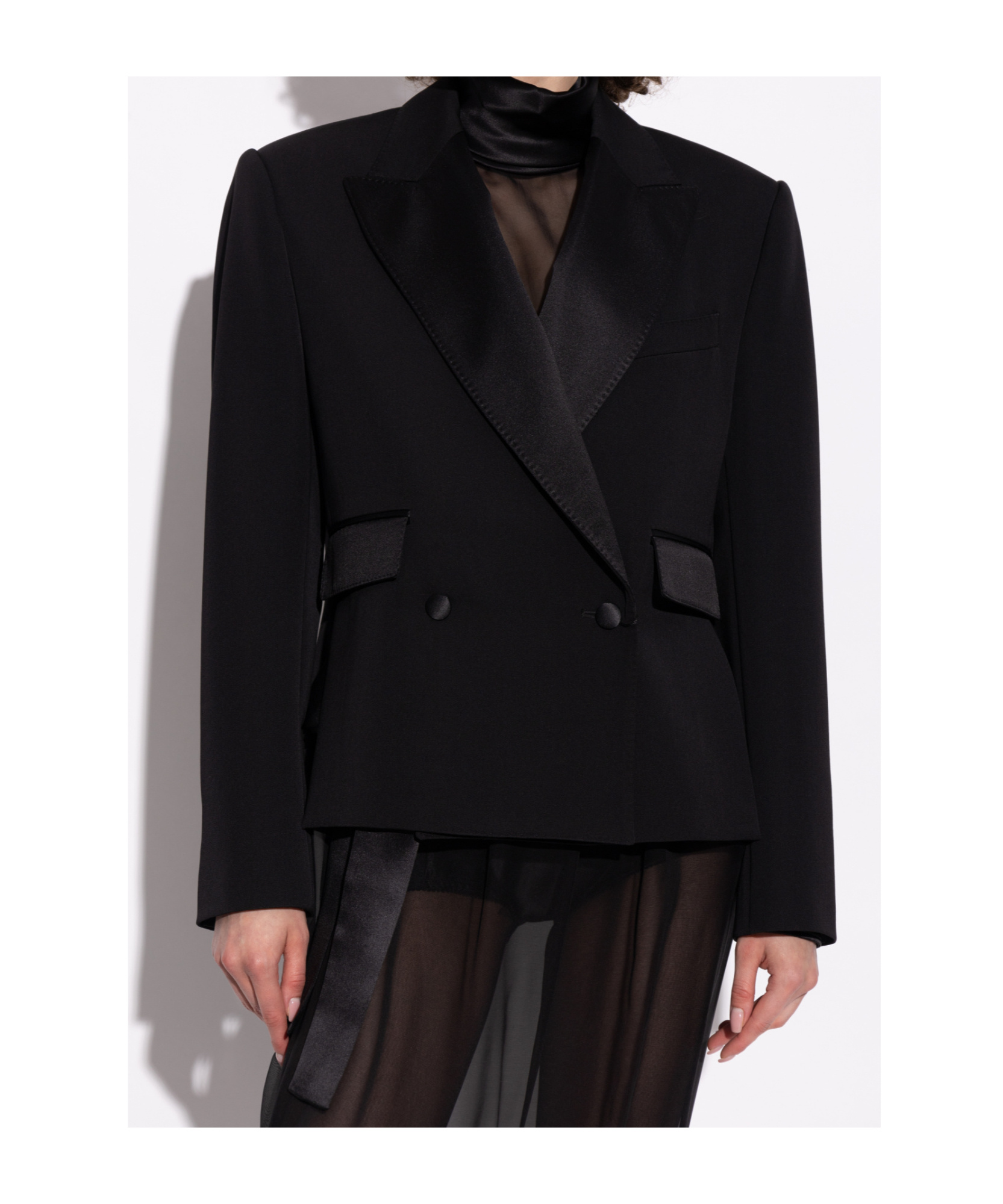 Dolce & Gabbana Double-breasted Gabardine Tuxedo Jacket In Black