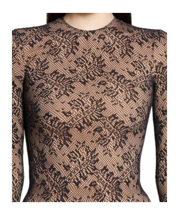 Balenciaga Lace Effect Long-sleeved Top In Multicolor