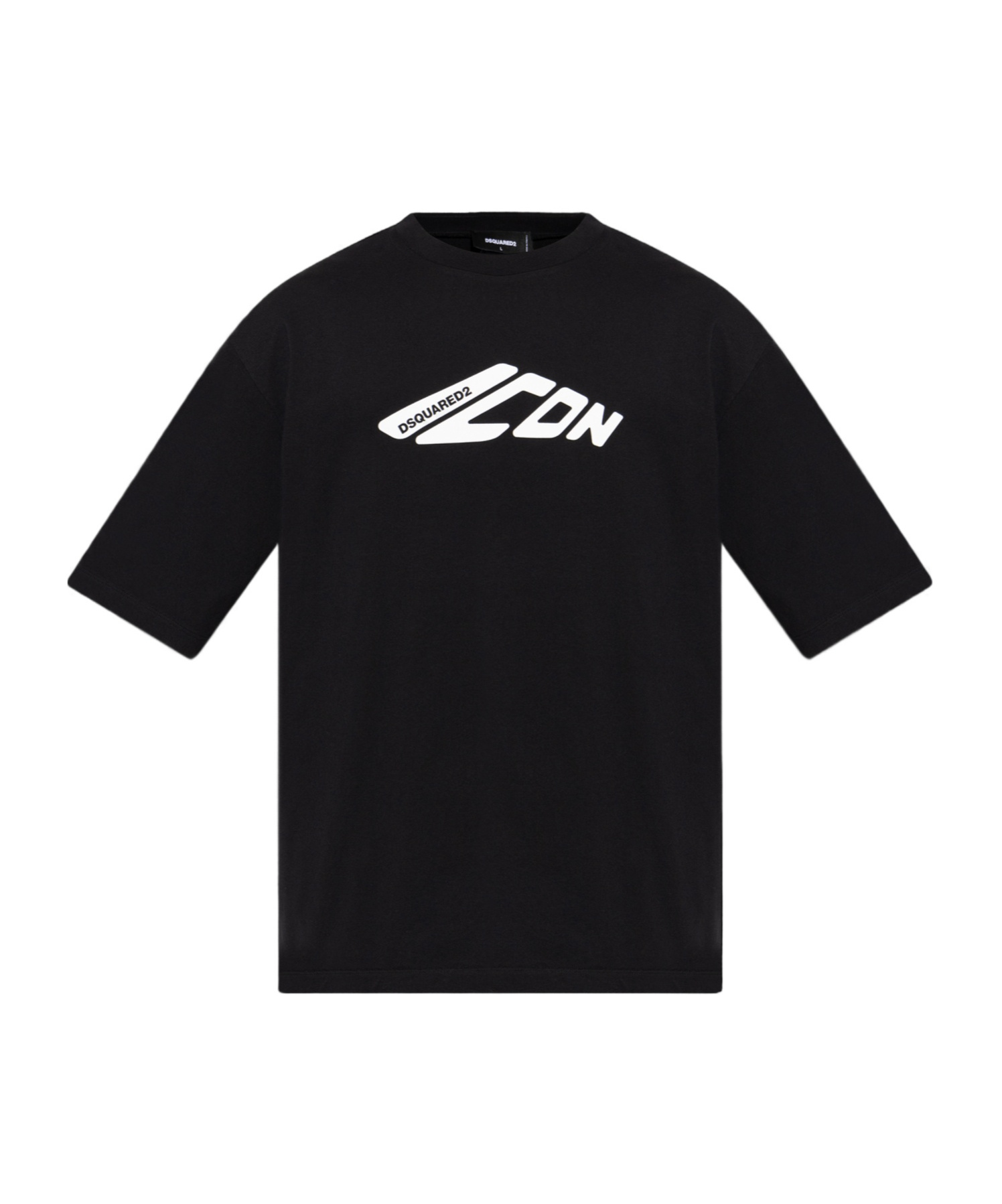 Dsquared2 Black T-shirt With Contrasting Icon Print In Cotton Man In Black