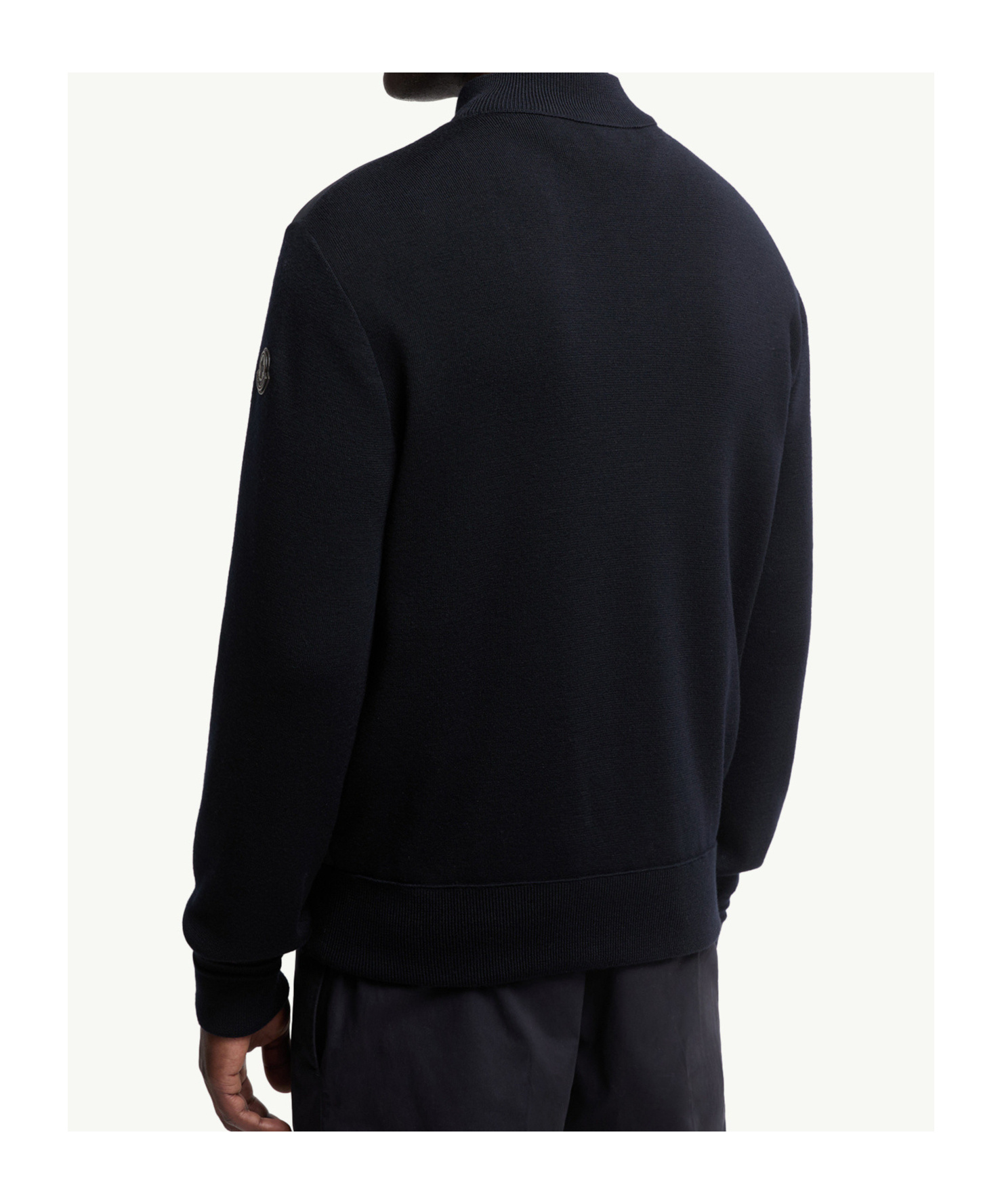 Moncler Men Padded Wool Cardigan With Zip In Blue