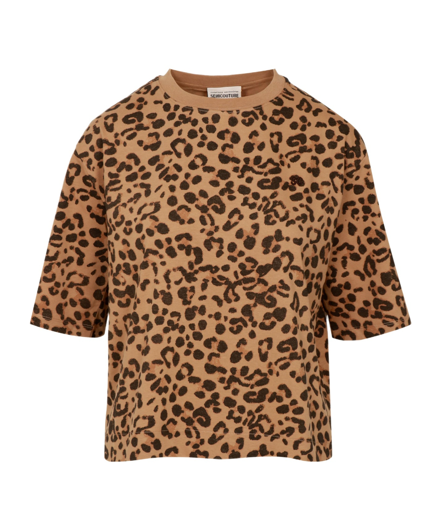 Semicouture Leopard Print T-shirt In Brown