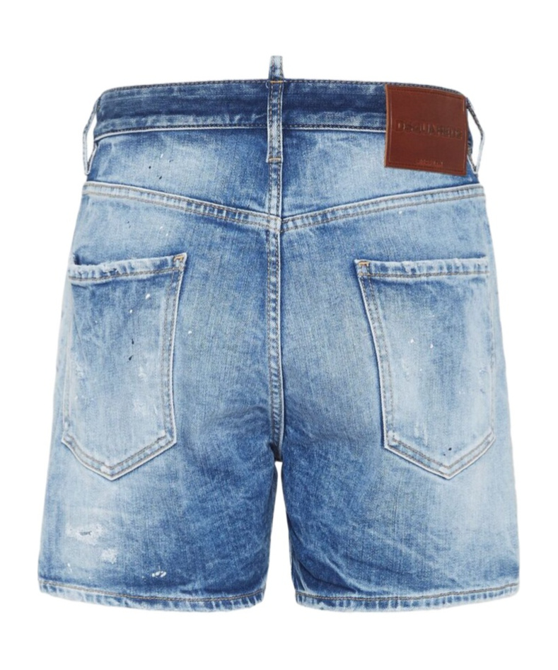 Dsquared2 Men Blue Jeans With Distressed Effect And Logo Patch On The Back In Denim Man In Blue