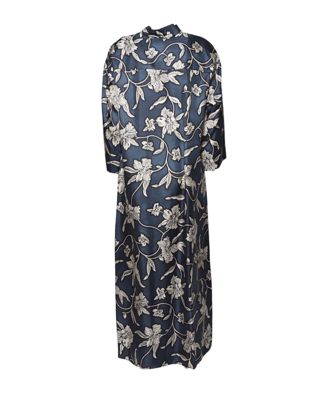 Max Mara Ankle-length Floral Robe With Belted Waist In Multi