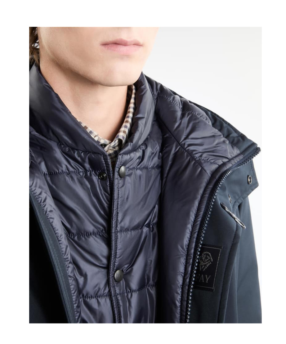 Fay Navy Blue Double Front Caban Jacket In Black
