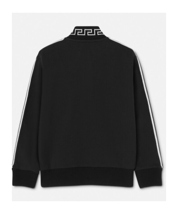 Versace Greca-detail Zip-up Sweatshirt In Black