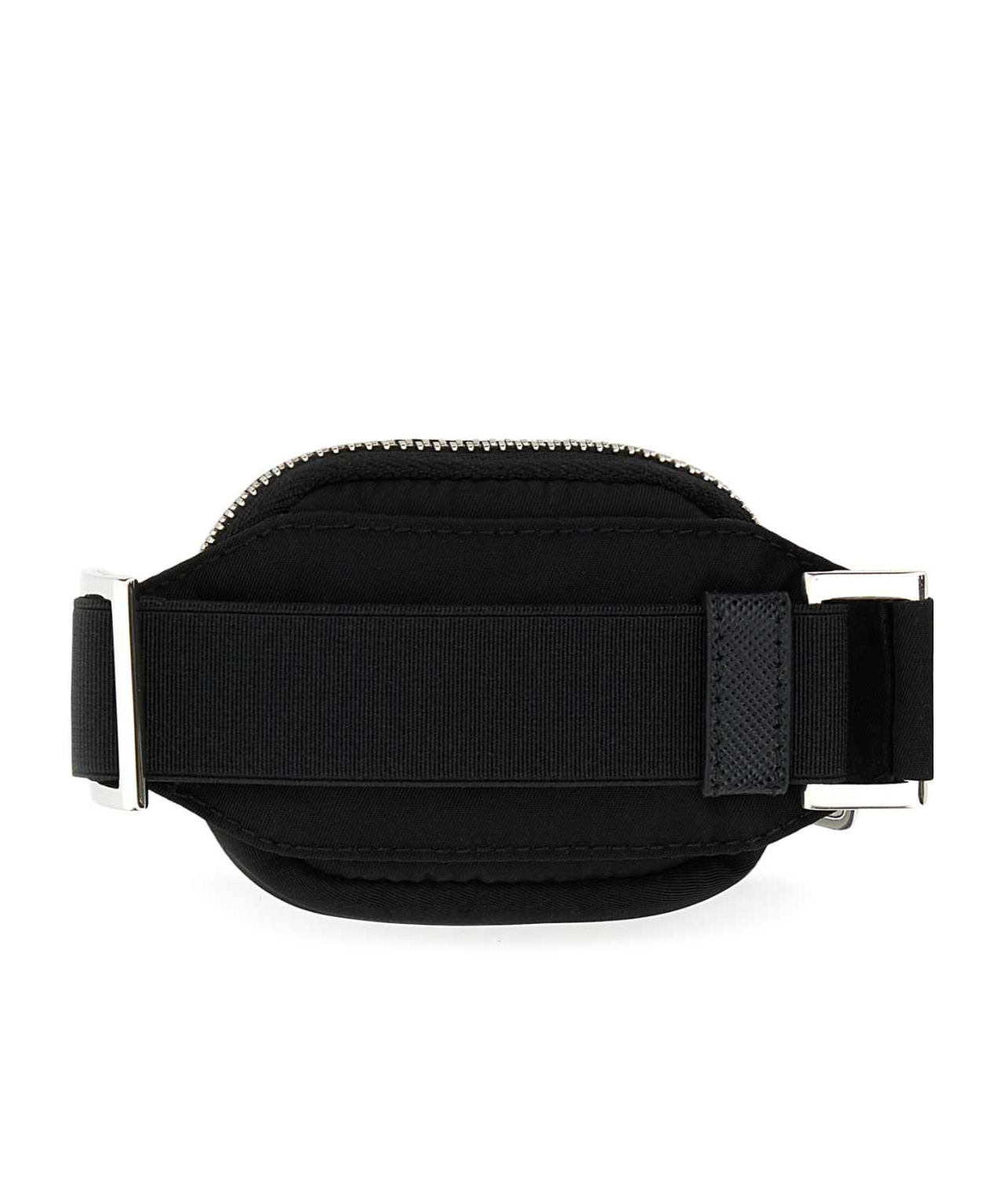 Prada Triangle-logo Zipped Key Tag In Black