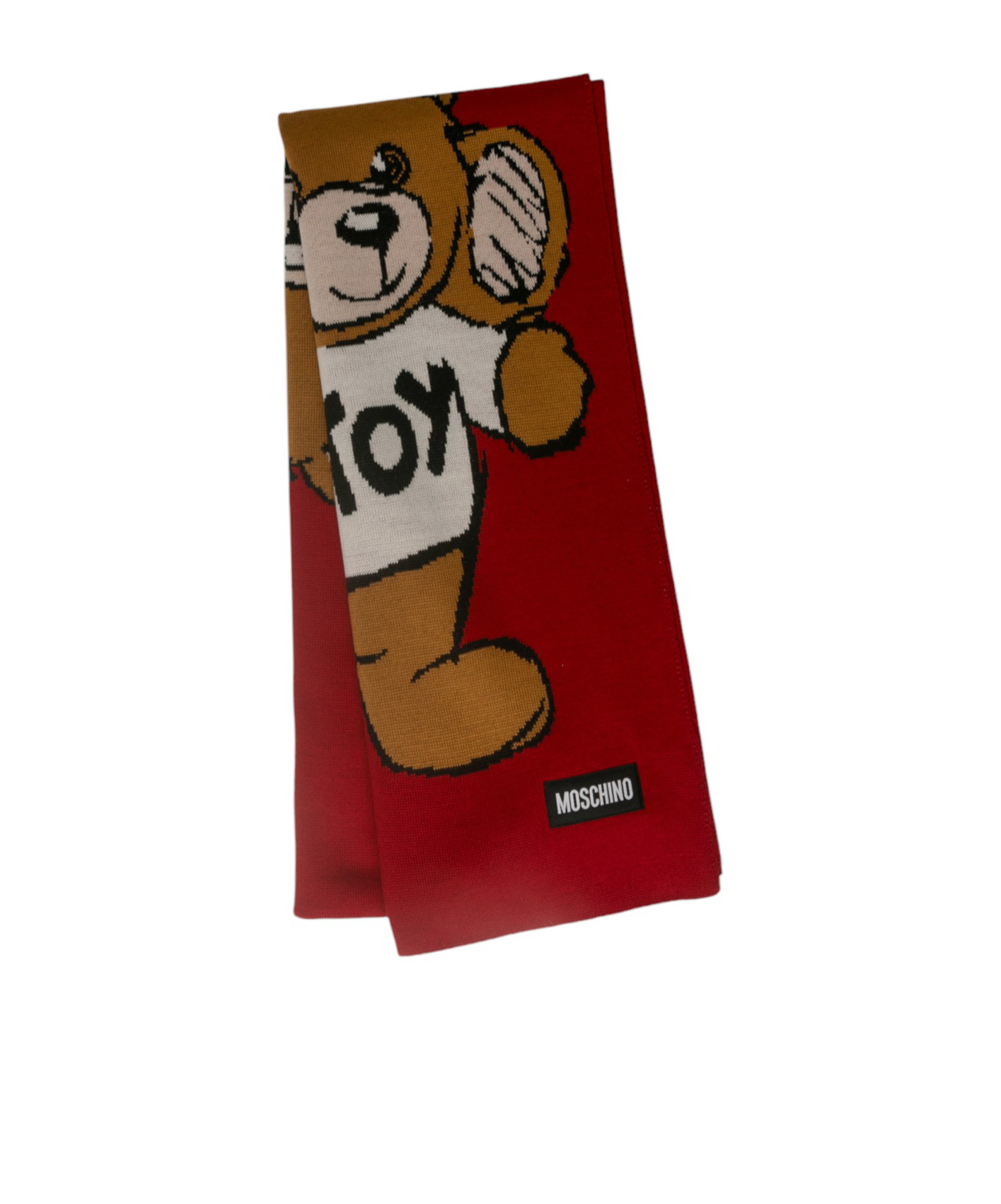 Moschino Teddy Bear Pattern Scarf In Red