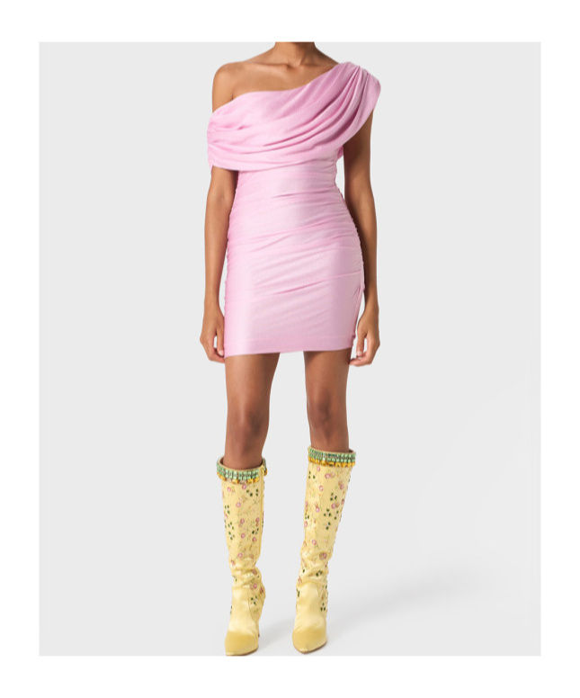 Blumarine Pink One-shoulder Maxi Dress In Pink