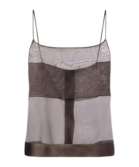 Calvin Klein Carmen Sheer Silk Camisole In Gray