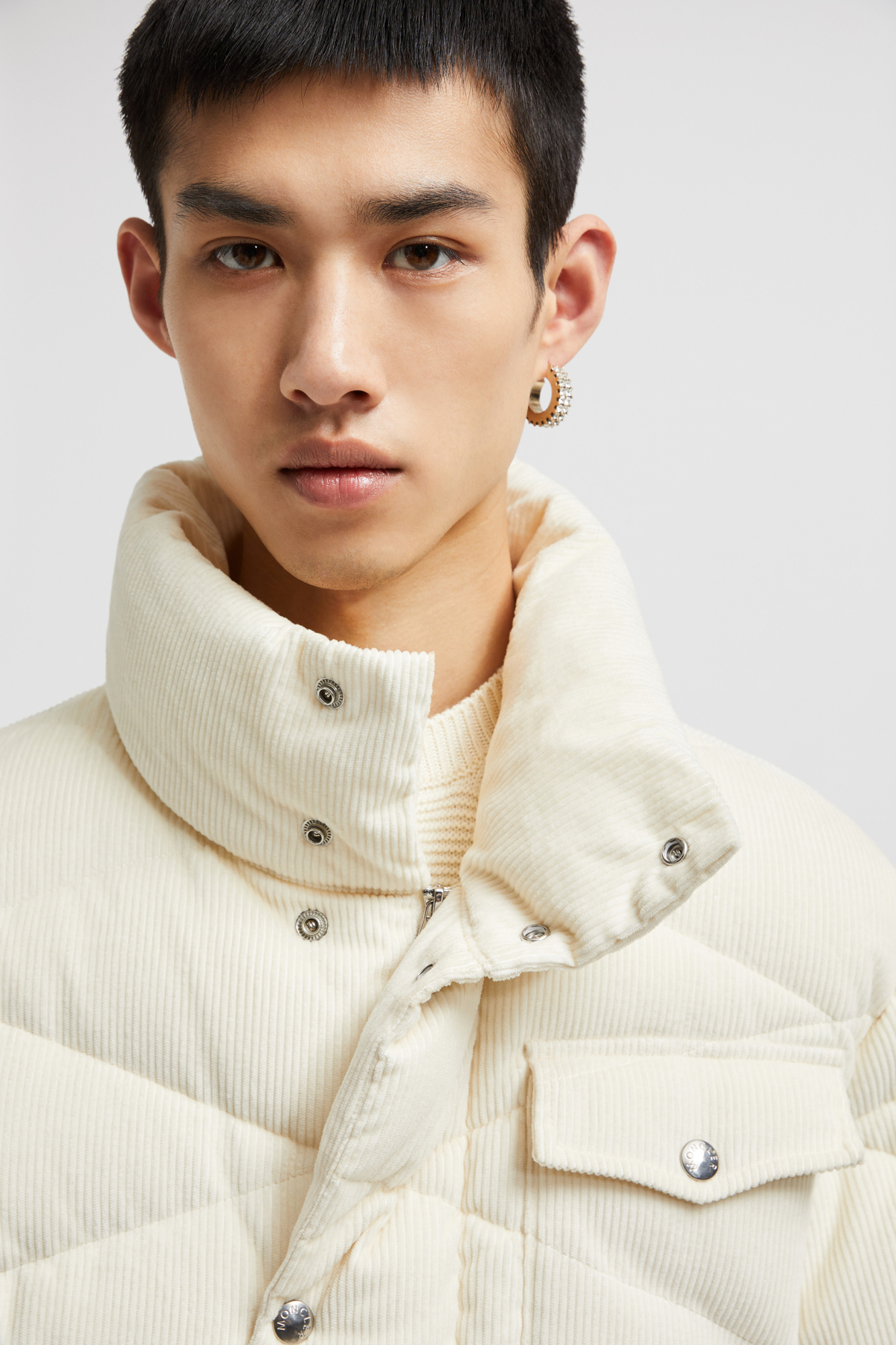 Moncler Kaver Corduroy Padded Jacket In White