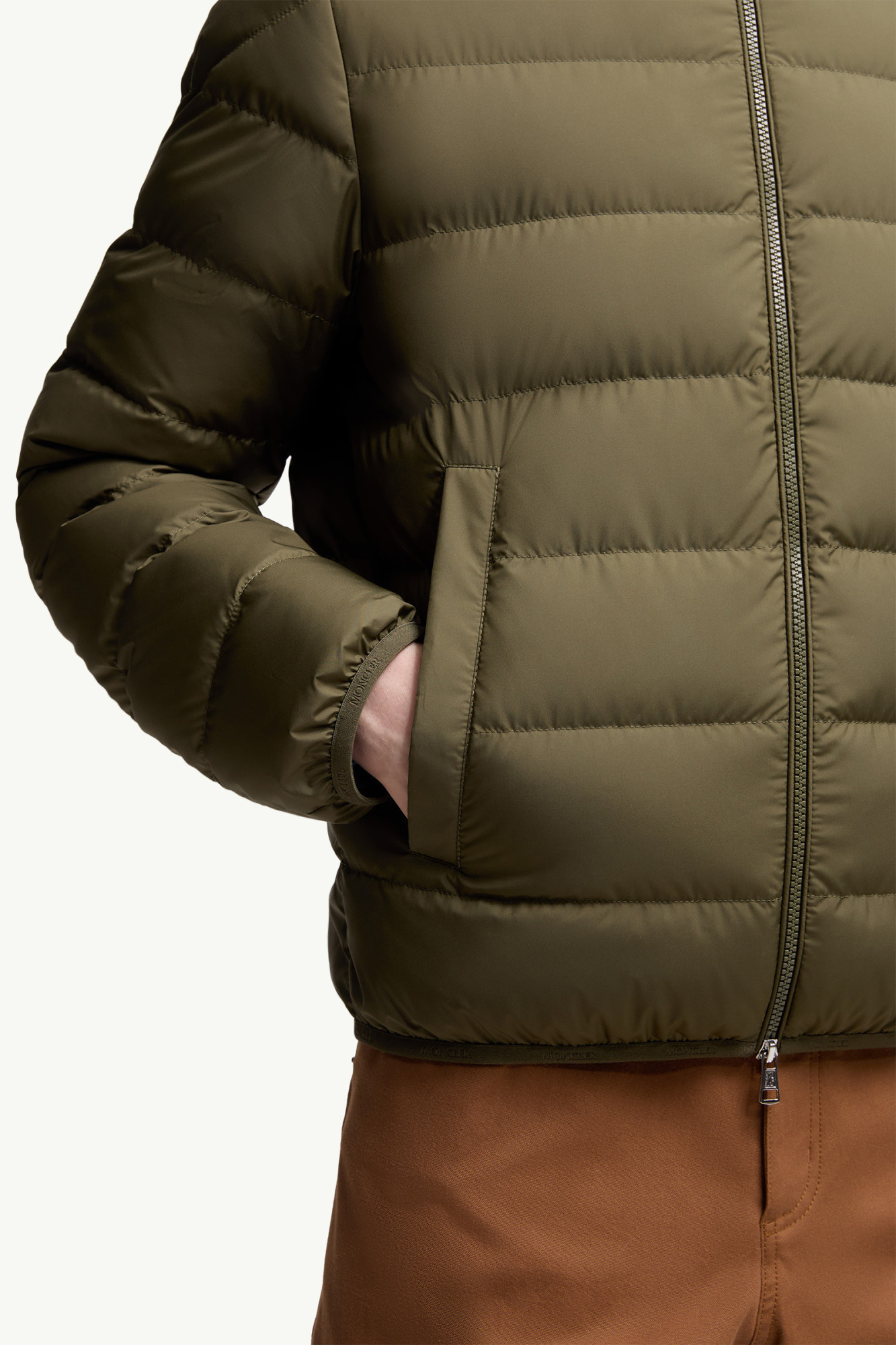 Moncler Collar Puffer Quilted Pockets Coat In Green