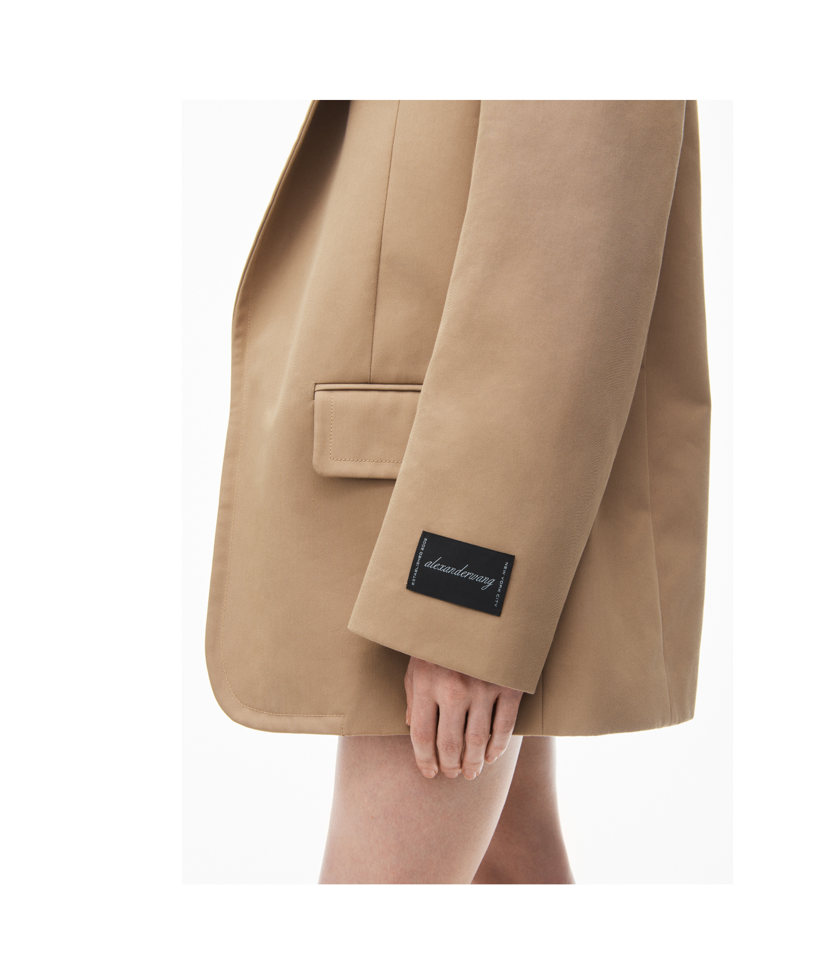 Alexander Wang Prestyled Oversized Boxy Blazer W/ Poplin Dickie In Nude
