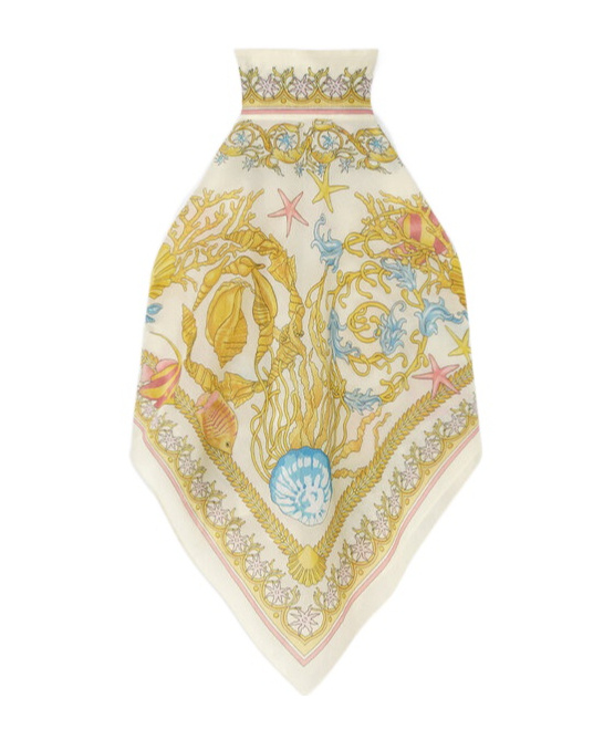 Versace Off-white Underwater Barocco Cover-up Foulard Top In Multi