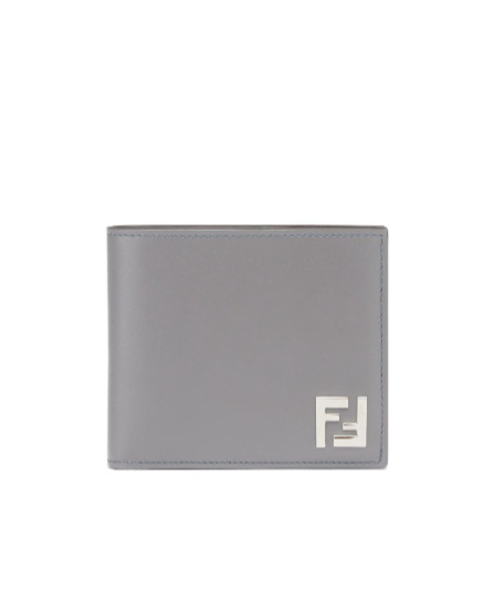 Fendi Ff Square Double-folded Wallet In Gray