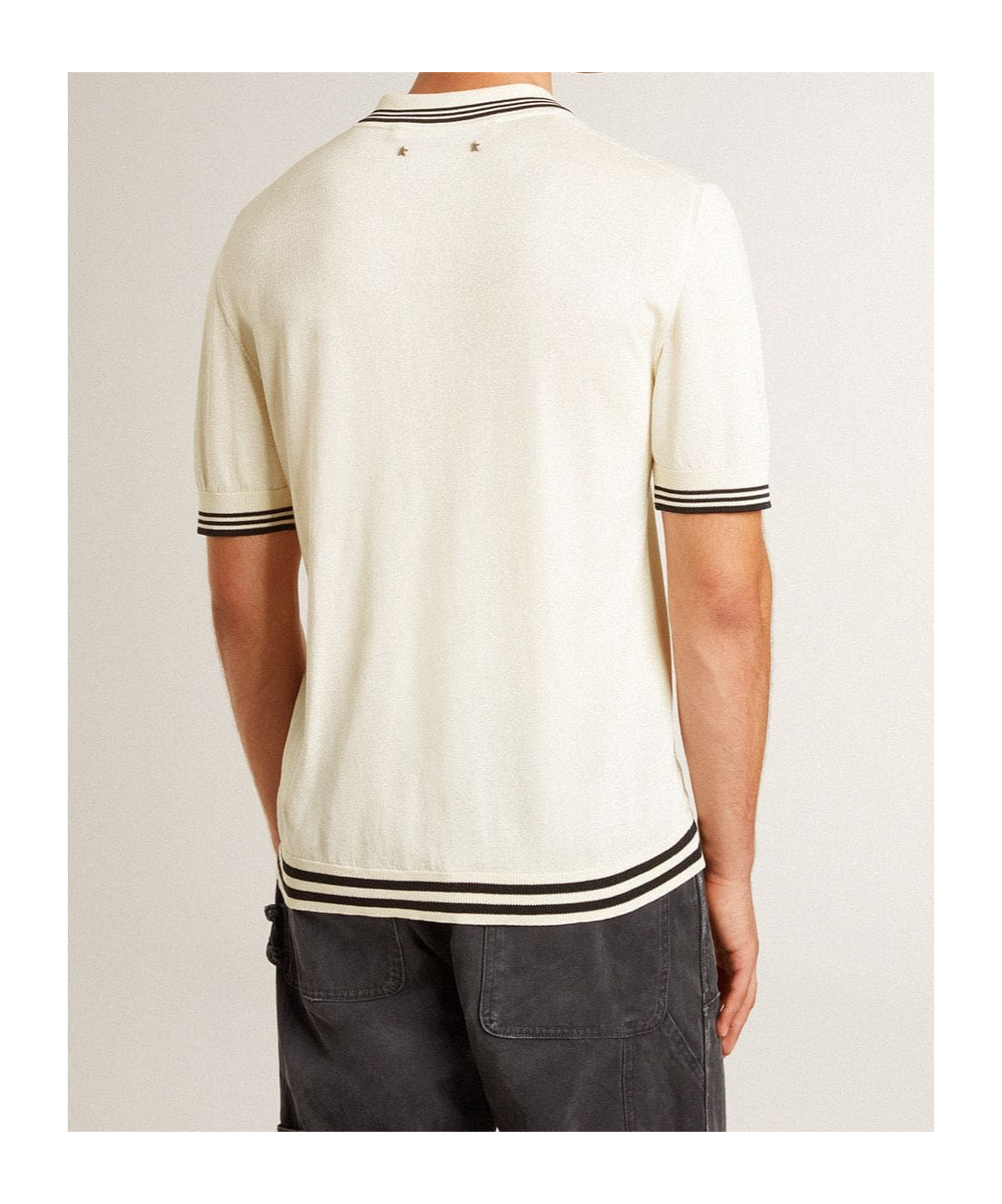 Golden Goose Rib Knitted Polo Shirt In Nude