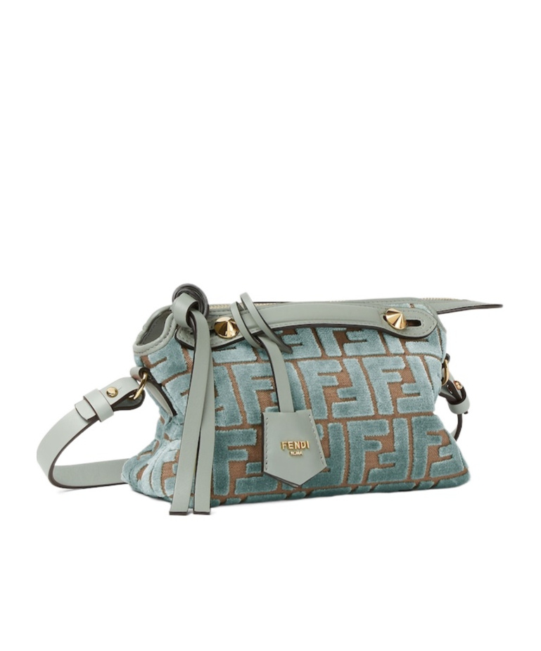 Fendi Matcha Green Ff Jacquard Velvet Mini-bag In Green