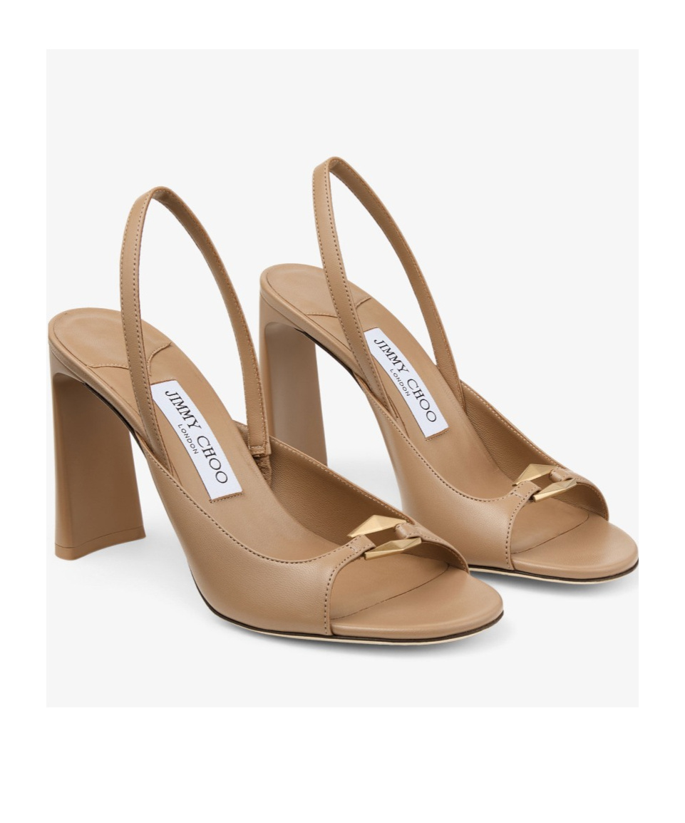 Jimmy Choo Lev 95 Leather Slingback Heels In Nude