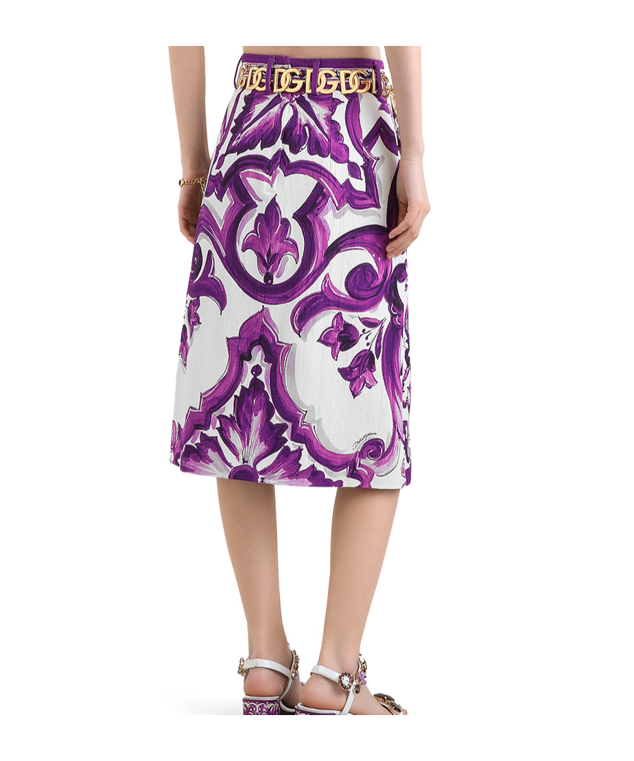 Dolce & Gabbana Graphic-print Midi Skirt In Purple