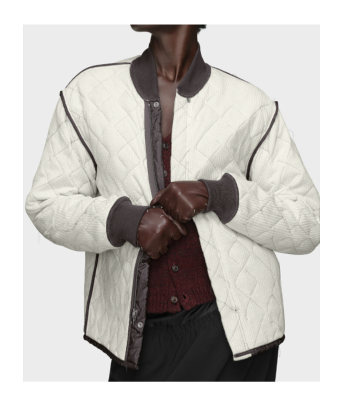 Maison Margiela Quilted Bomber Jacket In Neutral