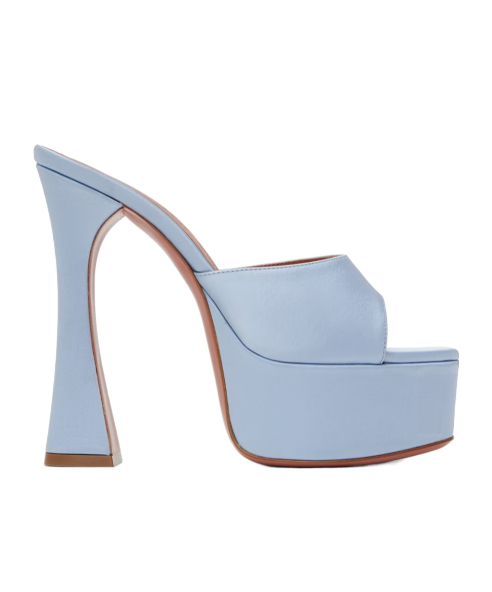 AMINA MUADDI DALIDA PLATEAU 140 SQUARE TOE HIGH-HEELED SANDALS 