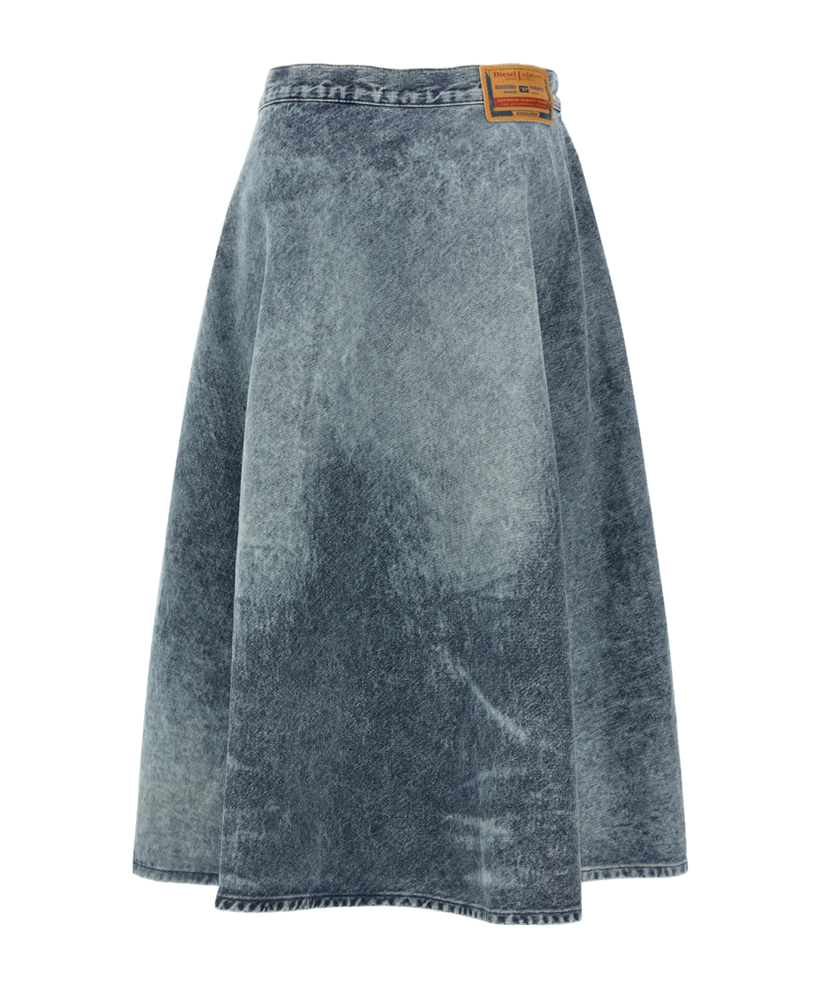 Diesel Back Patch Detail Skirt With Belt Loops In Blue