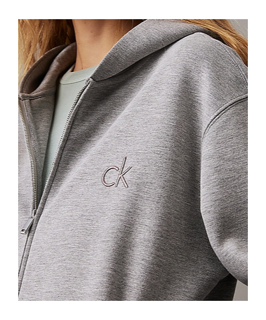 Calvin Klein Zip-up Hoodie With Hood And Pockets In Gray