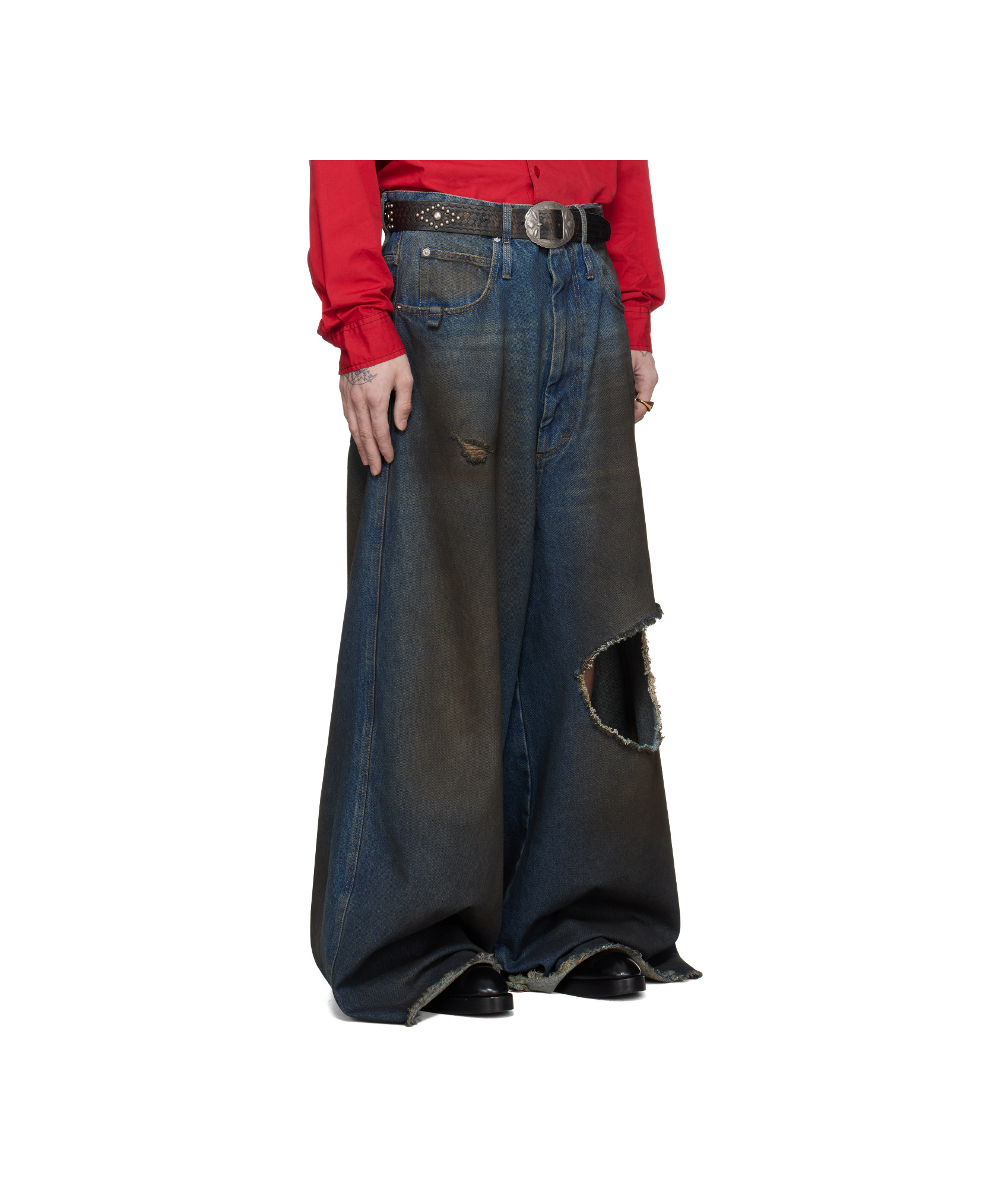 Lu'u Dan Blue Dumpster Denim Jeans In Dirty Blue