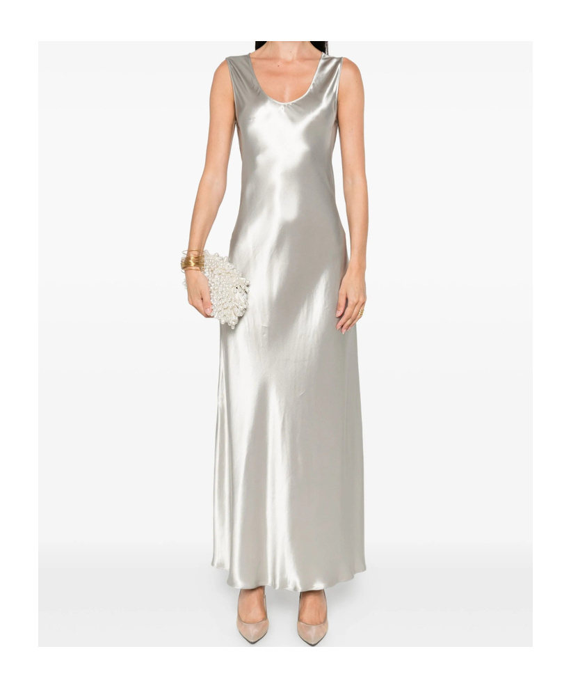 Alberta Ferretti V-neck Slip Dress In Silver