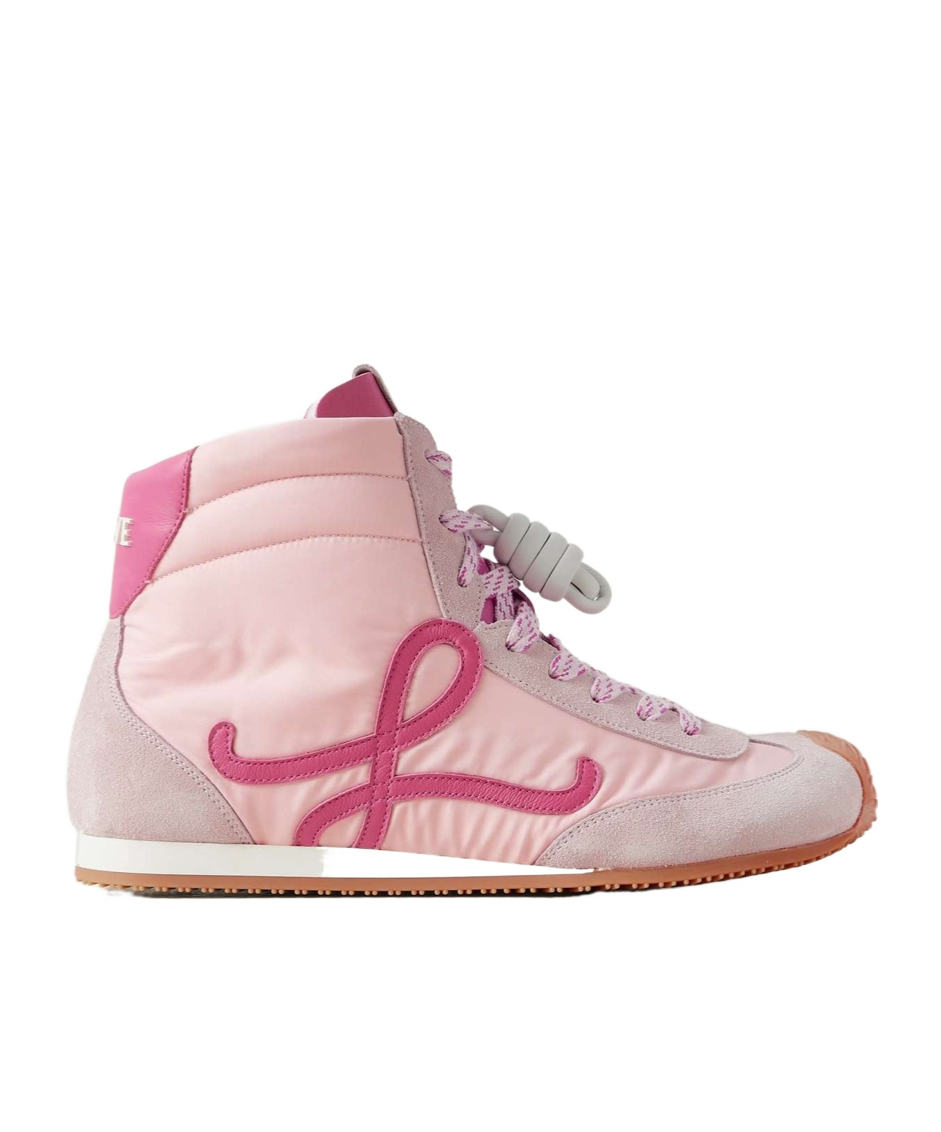 Loewe Ballet Runner 2.0 Leather-trimmed Shell And Suede High-top Sneakers In Pale Pink