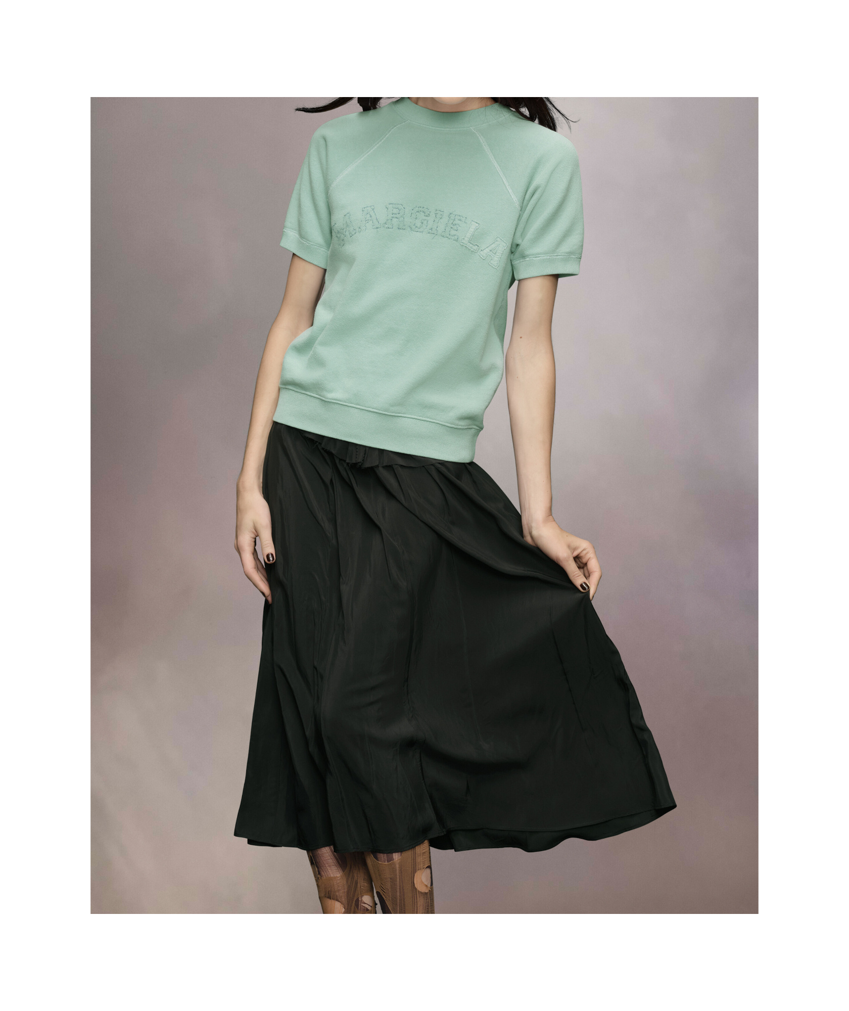 Maison Margiela Short Sleeve Sweatshirt In Baby Blue