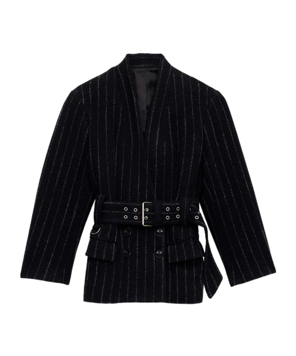 Isabel Marant Fyma Chalk Stripe Virgin Wool Blazer In Blue