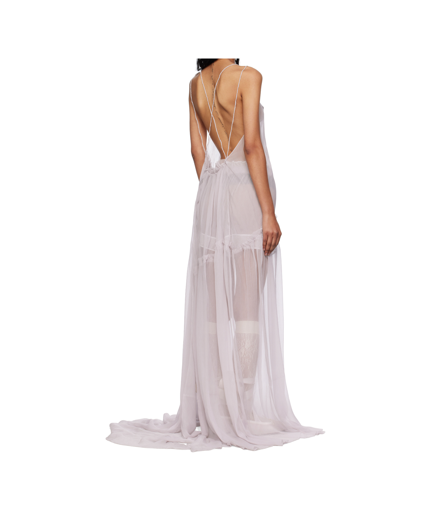 Ann Demeulemeester Purple Neta Long Deconstructed Maxi Dress In Transparent