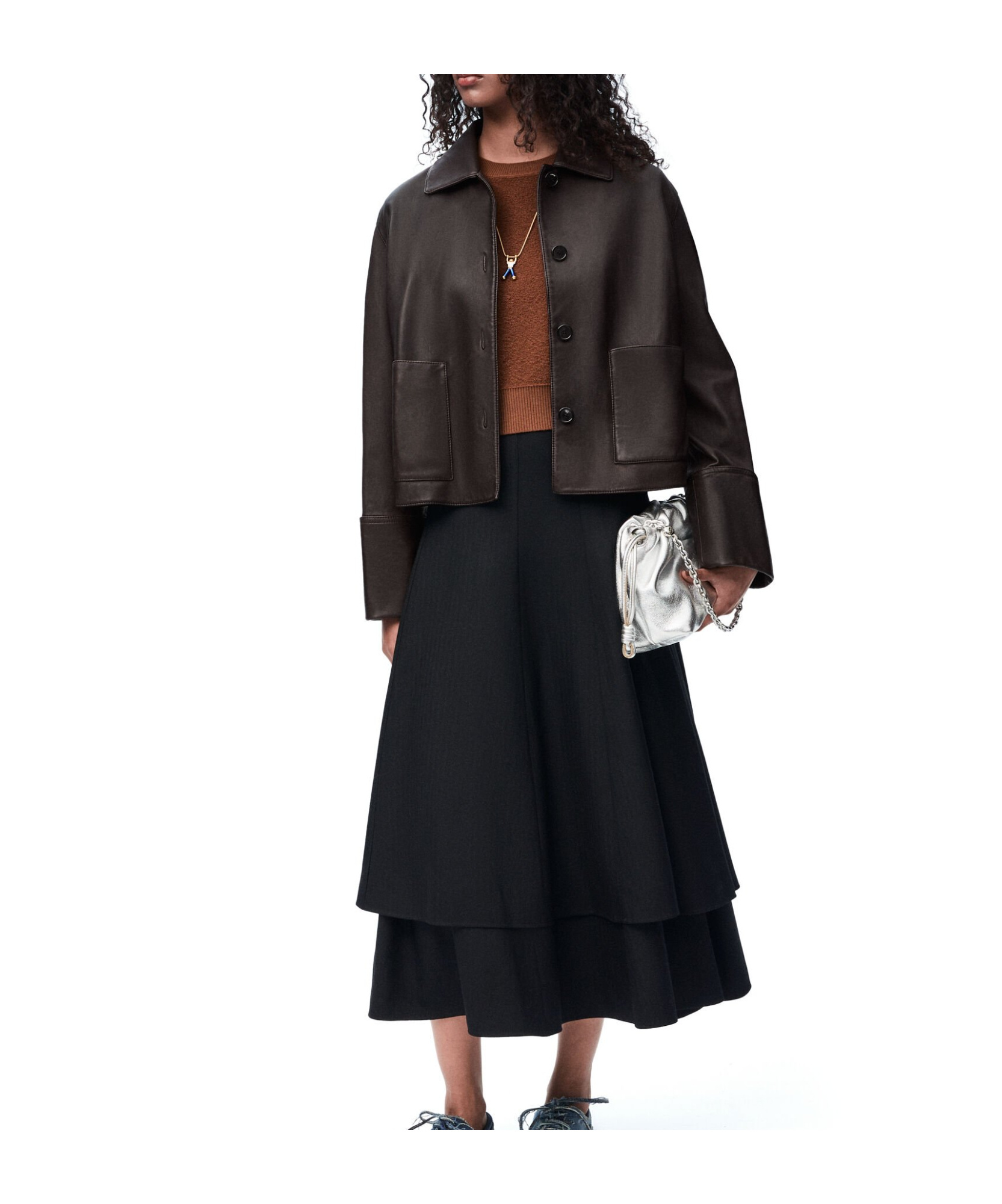 Loewe Turn-up Jacket In Nappa Lambskin In Brown
