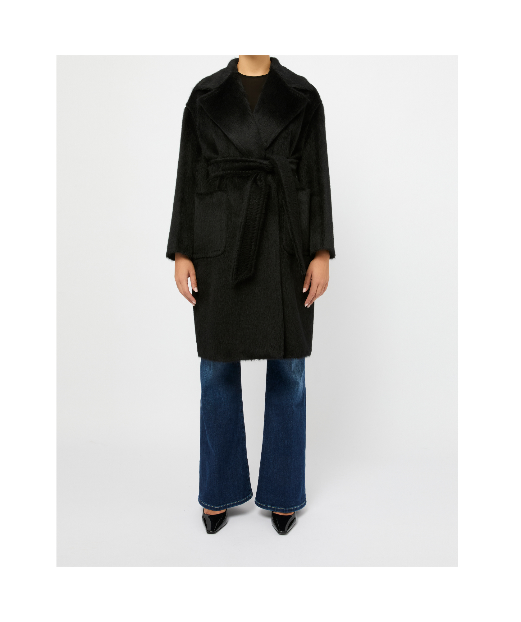 Max Mara Long-sleeved Coat In Black