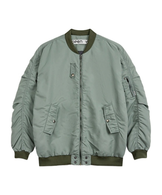 Open Yy Oversized Bomber Jacket In Green