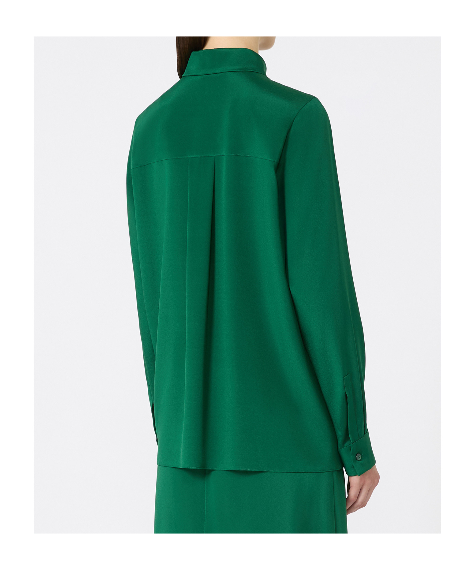 Max Mara Stretch Silk Cady Shirt In Green