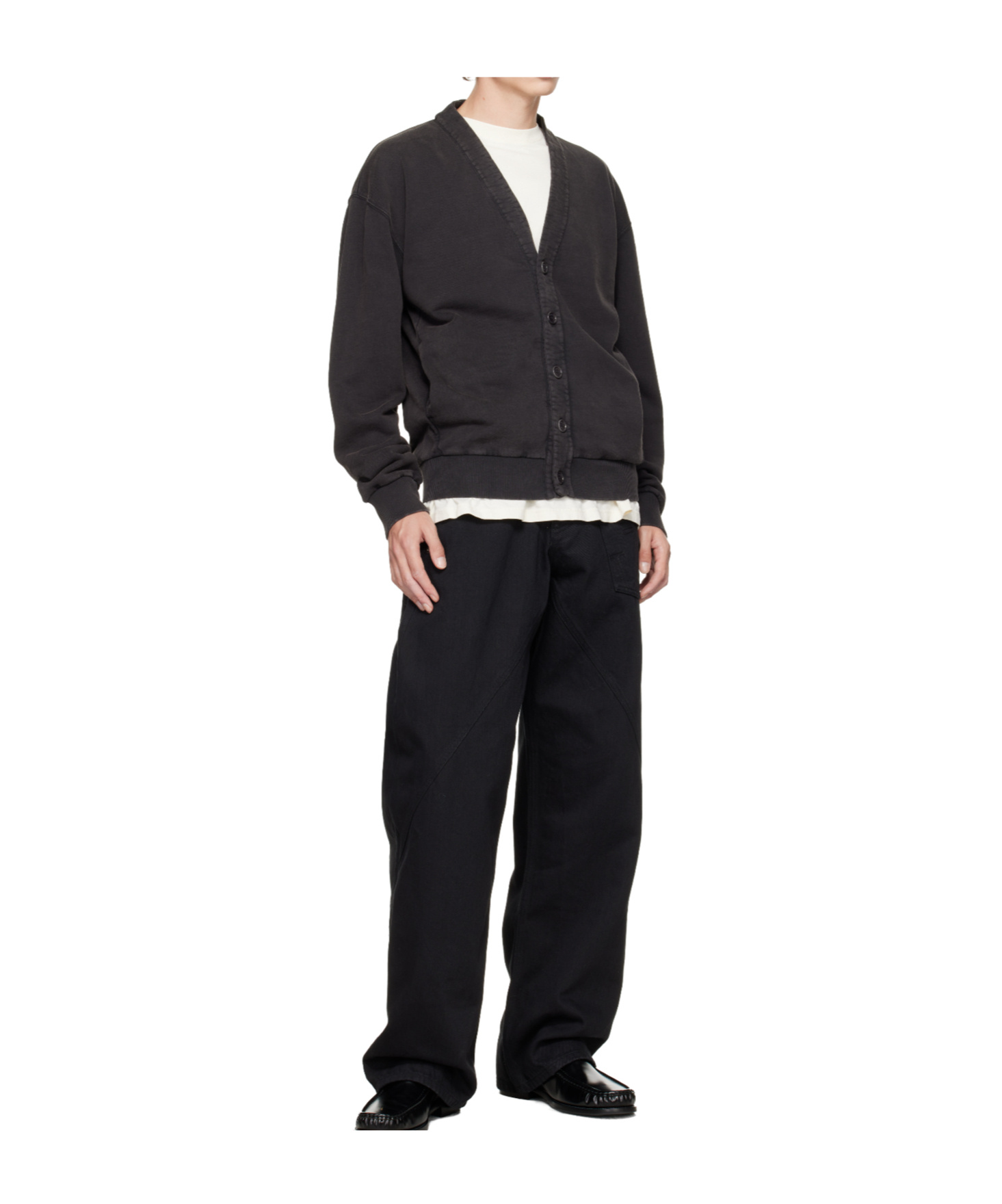 Jw Anderson Buttoned V-neck Cardigan In Black